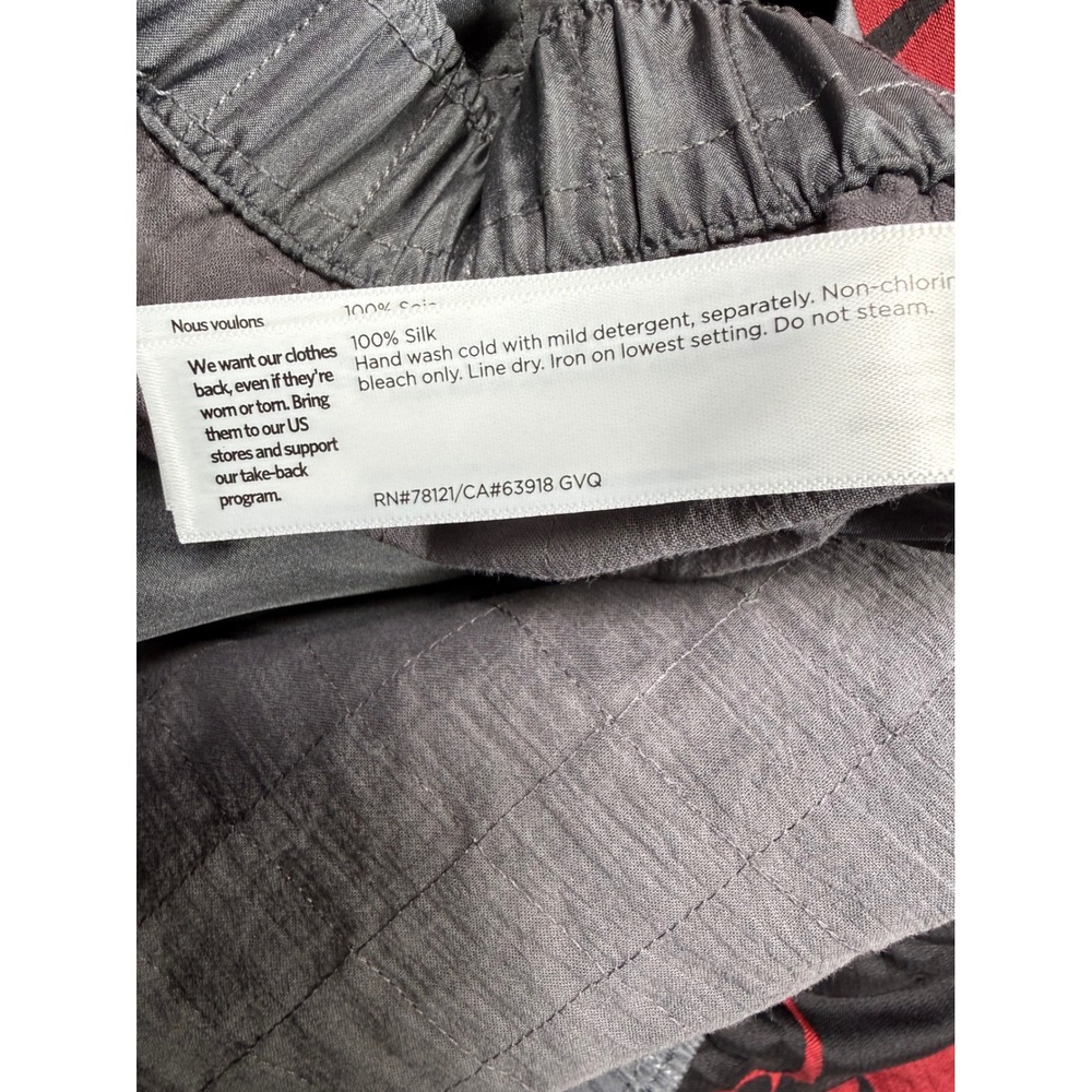 Eileen Fisher Skirt Women 1X Gray Quilted 100% Silk Elastic Waist Pockets Midi - Picture 4 of 8